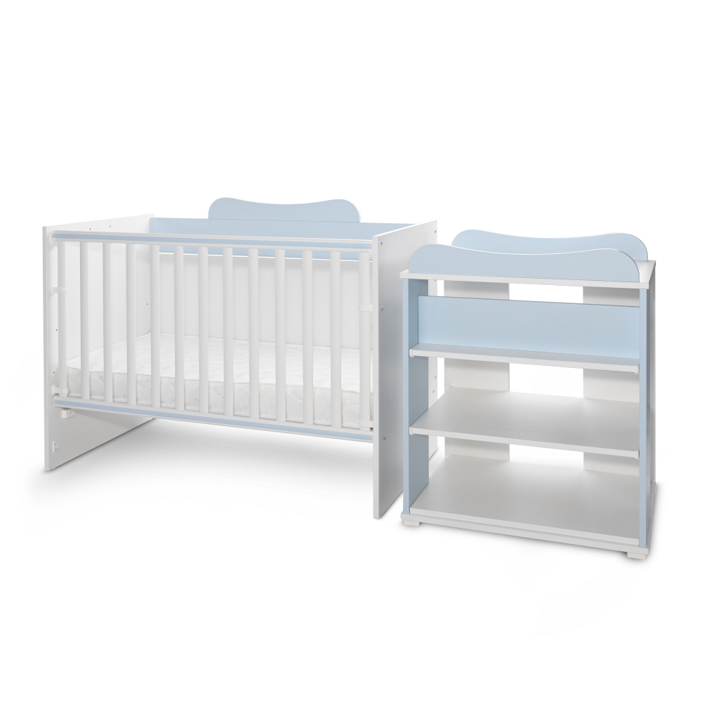 Patut Modular Lorelli, 5 Configuratii, Multi White Baby Blue - imagine 6