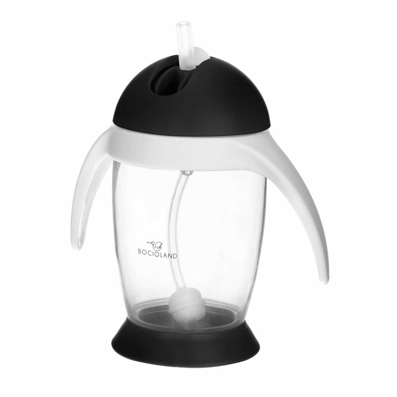 Cana apa Bocioland cu pai 300 ml, manere, Black - imagine 6