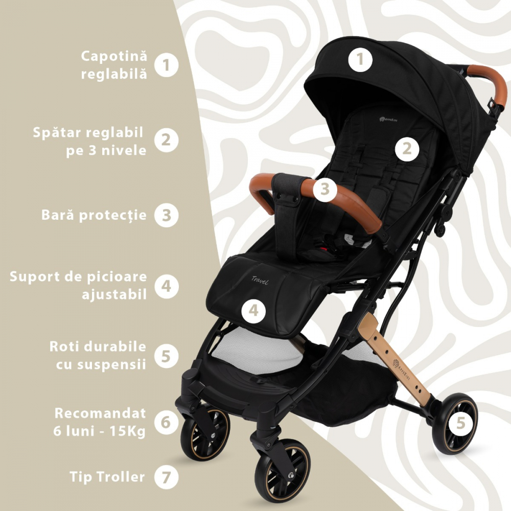 Carucior AppeKids Travel Black Ultracompact