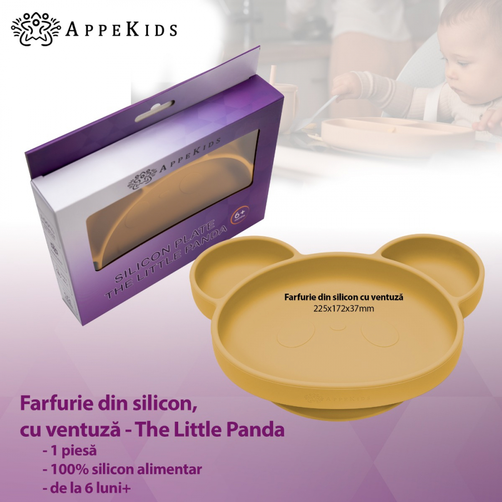 Farfurie silicon Panda Honey cu ventuza | AppeKids - imagine 3