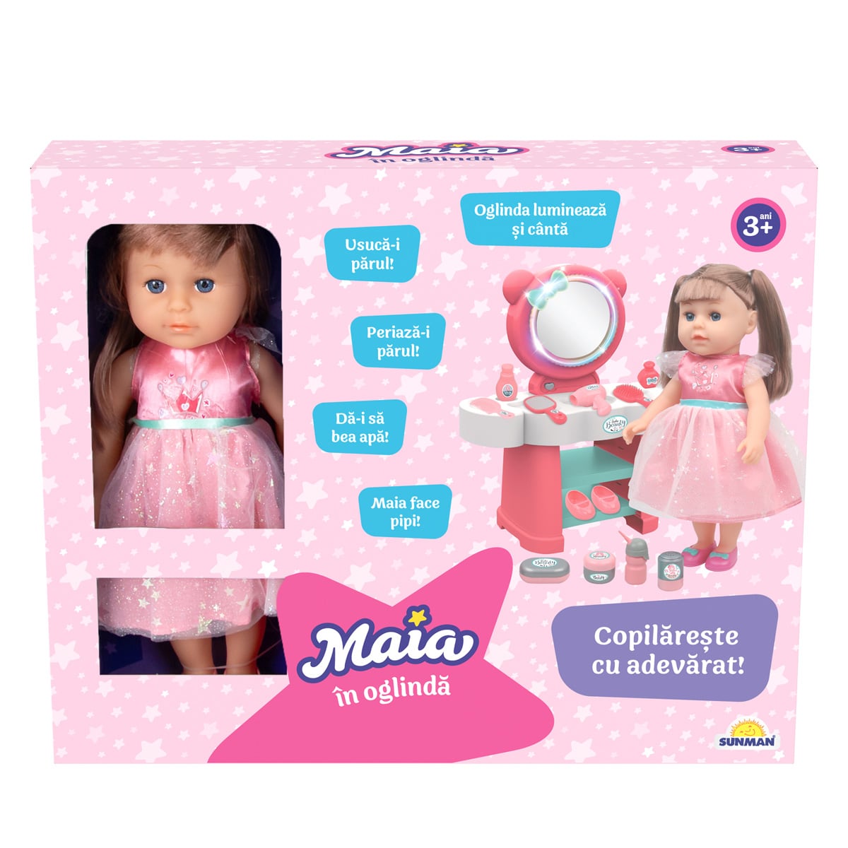 Set Papusa Maia cu Oglinda Iluminata si Sunete
