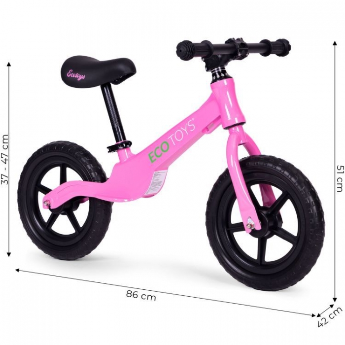 Bicicleta Ecotoys Roz Fără Pedale | Echilibru și Fun - imagine 4