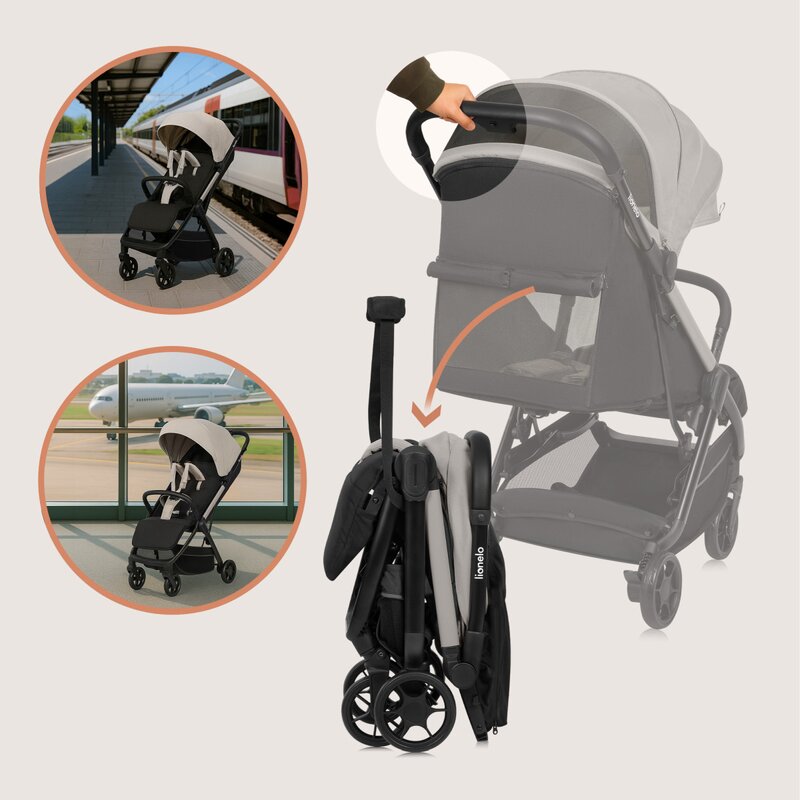 Carucior Lionelo Julie Air Bej | Pliere Compacta - imagine 5