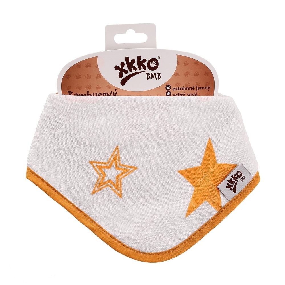 Bandana Bambus XKKO Orange Stars, Antibacteriană
