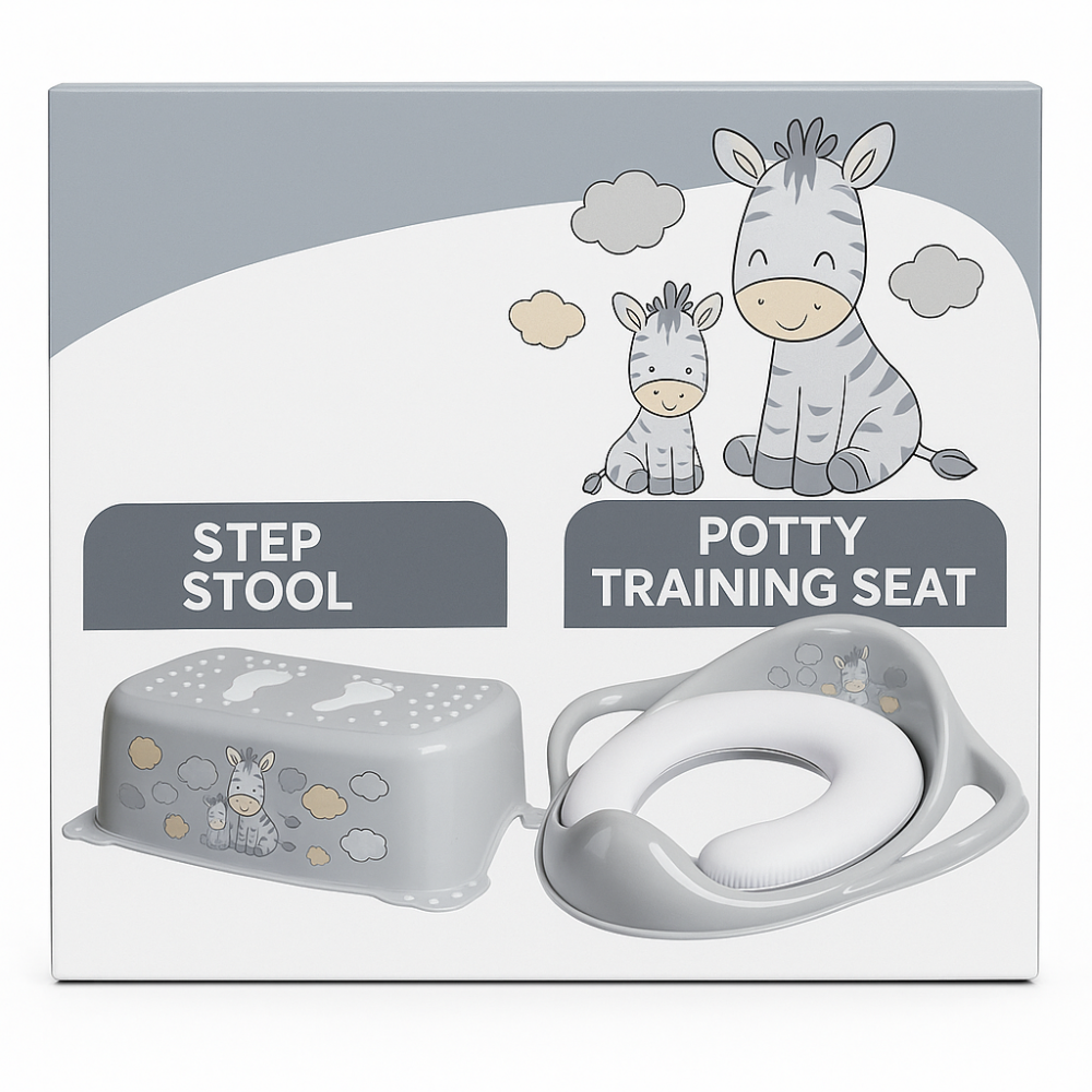 Set Reductor Toaletă Maltex Baby Zebra Gri - imagine 6