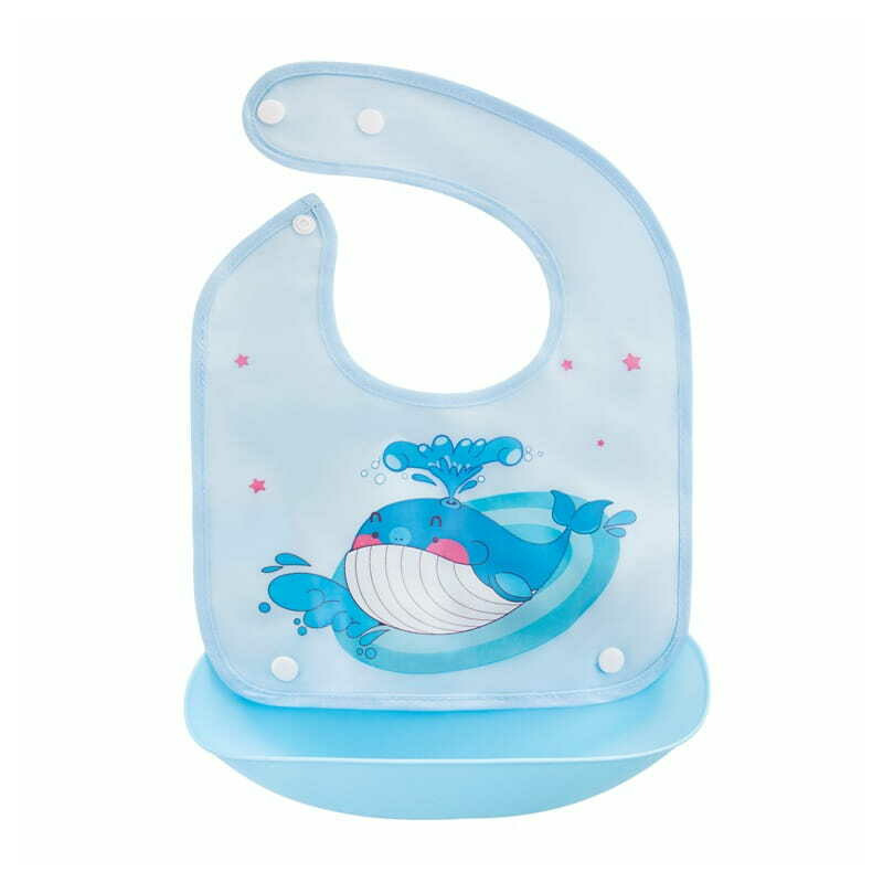 Baveta Impermeabila Bocioland Whale cu Buzunar