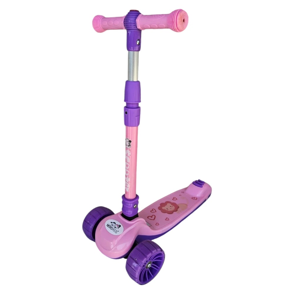 Novokids Mini Scooter Roz 3 Roti Luminoase Pliabila - imagine 4