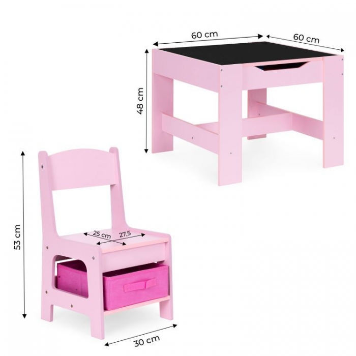Set Masa Scaune Ecotoys Roz Copii - imagine 3