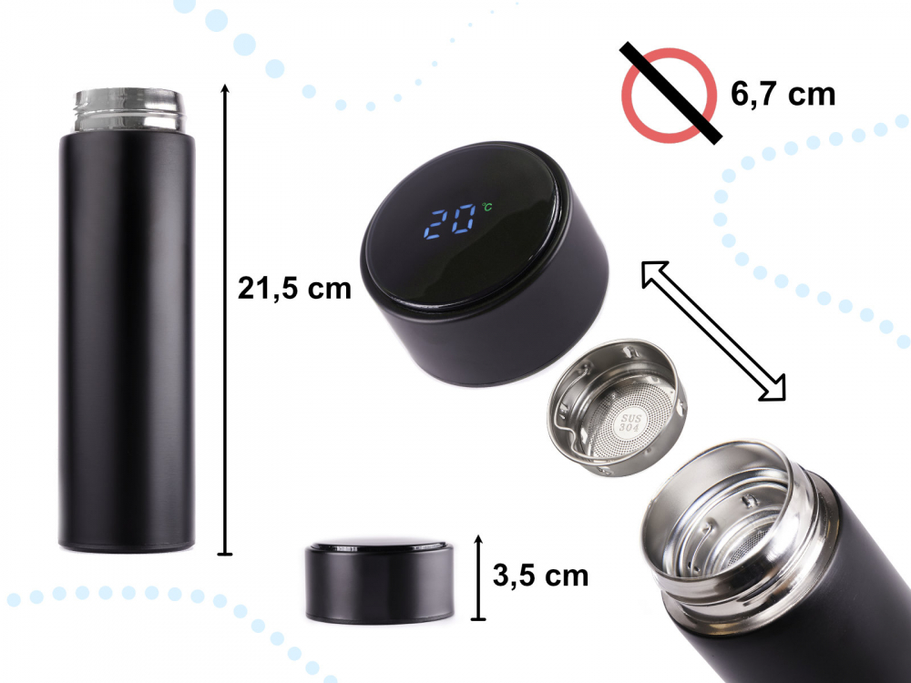 Cana Termos Smart Ikonka 500ml LED Negru - imagine 8