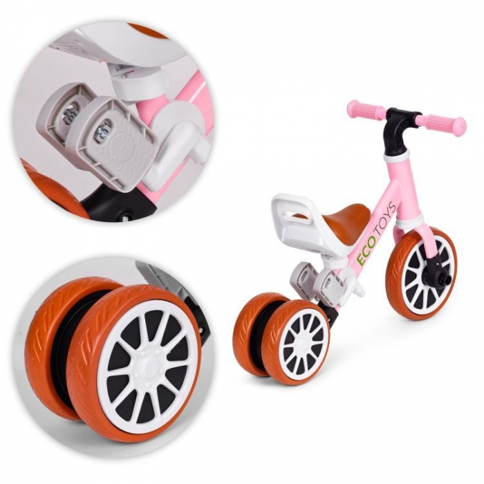 Bicicleta 2in1 Ecotoys Roz | 2-6 Ani - imagine 6