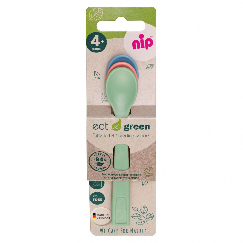 Set 3 lingurițe bebeluși NIP Eat Green Ecologice