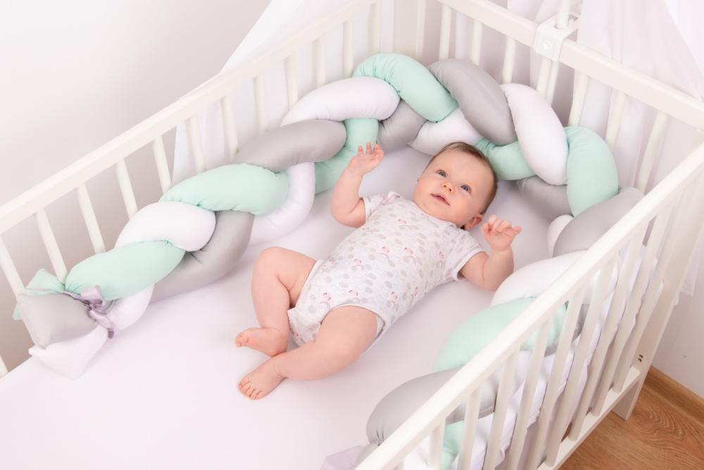 Bumper Babymatex The Braid Mint, 2 m, Protector Patut - imagine 2