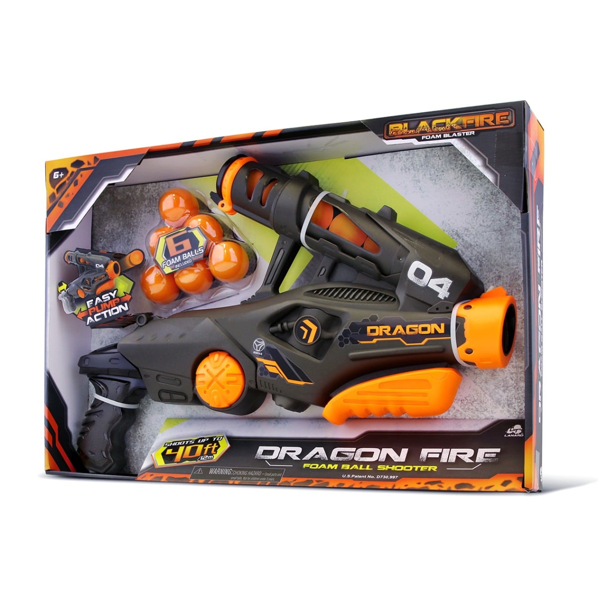 Pistol Dragon Fire Lanard, 6 Bile Burete, 15m Acțiune