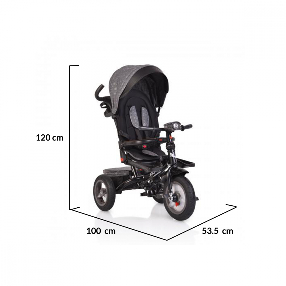 Tricicleta Byox Jockey Grey Stars cu Scaun Rotativ - imagine 2