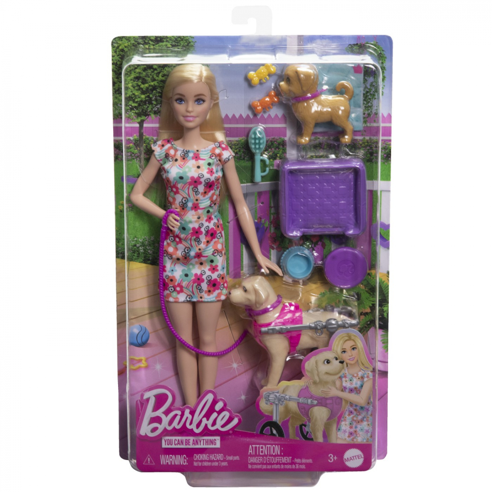 Barbie Papusa Walk and Wheel Cu Catei