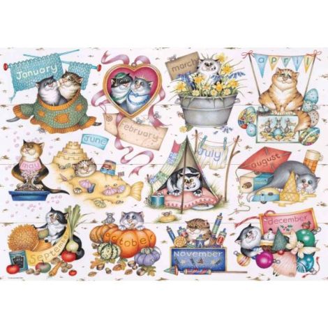 Puzzle Ravensburger 1000 Piese Calendarul Pisicilor - imagine 3