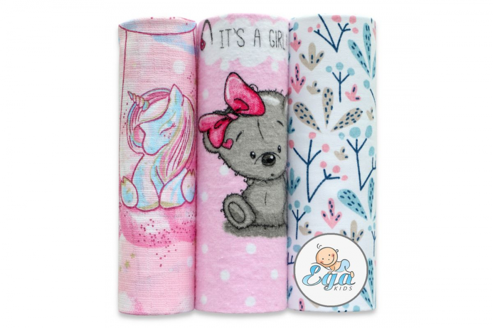 Set 3 scutece Egakids Pink finet și muselină - imagine 2