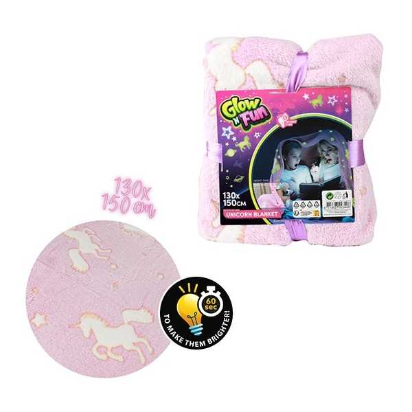 Paturica Toi-Toys Unicorni Fosforescenți 130x150 cm