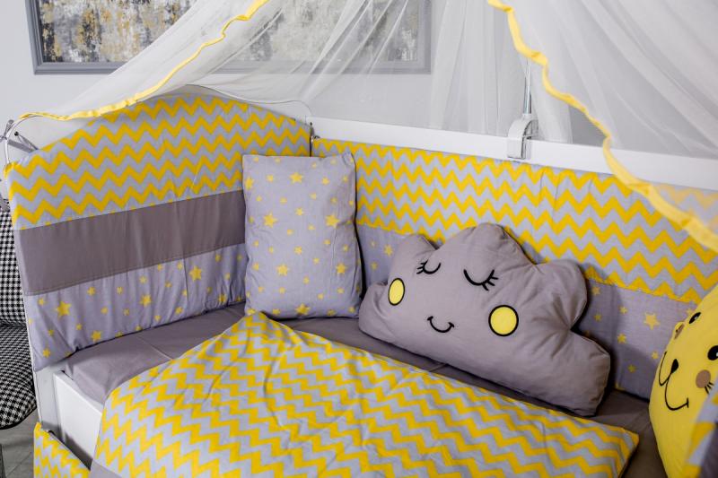Lenjerie Patut Cloud 10 Piese Mykids Gri-Galben - imagine 3