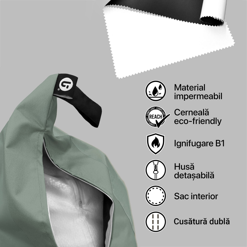 Fotoliu Puf Updeco Para XL, Chroma Green Sage - imagine 4