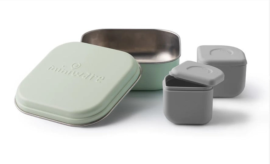 Miniware Grow Bento Set, Cutie cu 2 Silipods, Keylime+Grey - imagine 3