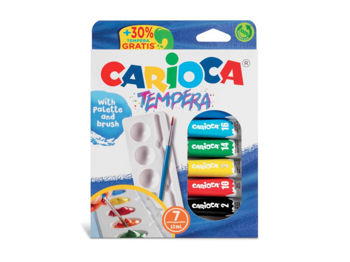Set Acuarele Tempera Carioca, 7 Culori, Lavabile