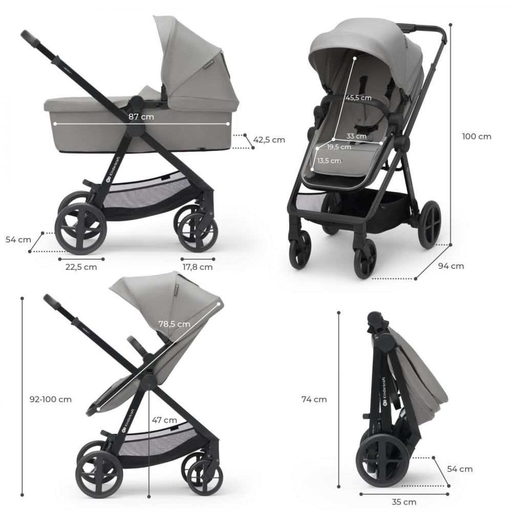 Kinderkraft Newly 3 în 1 Light Grey - imagine 8