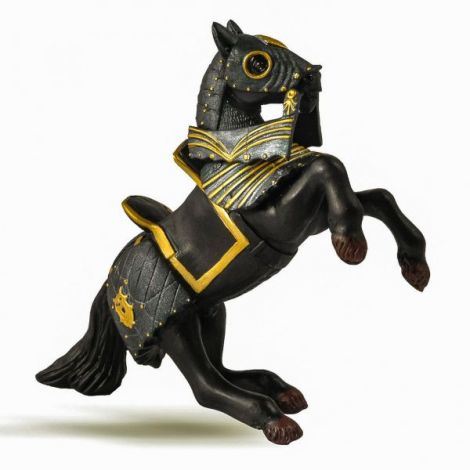 Papo Figurina Cal Negru In Armura - Cavaler Medieval Jucărie - imagine 2