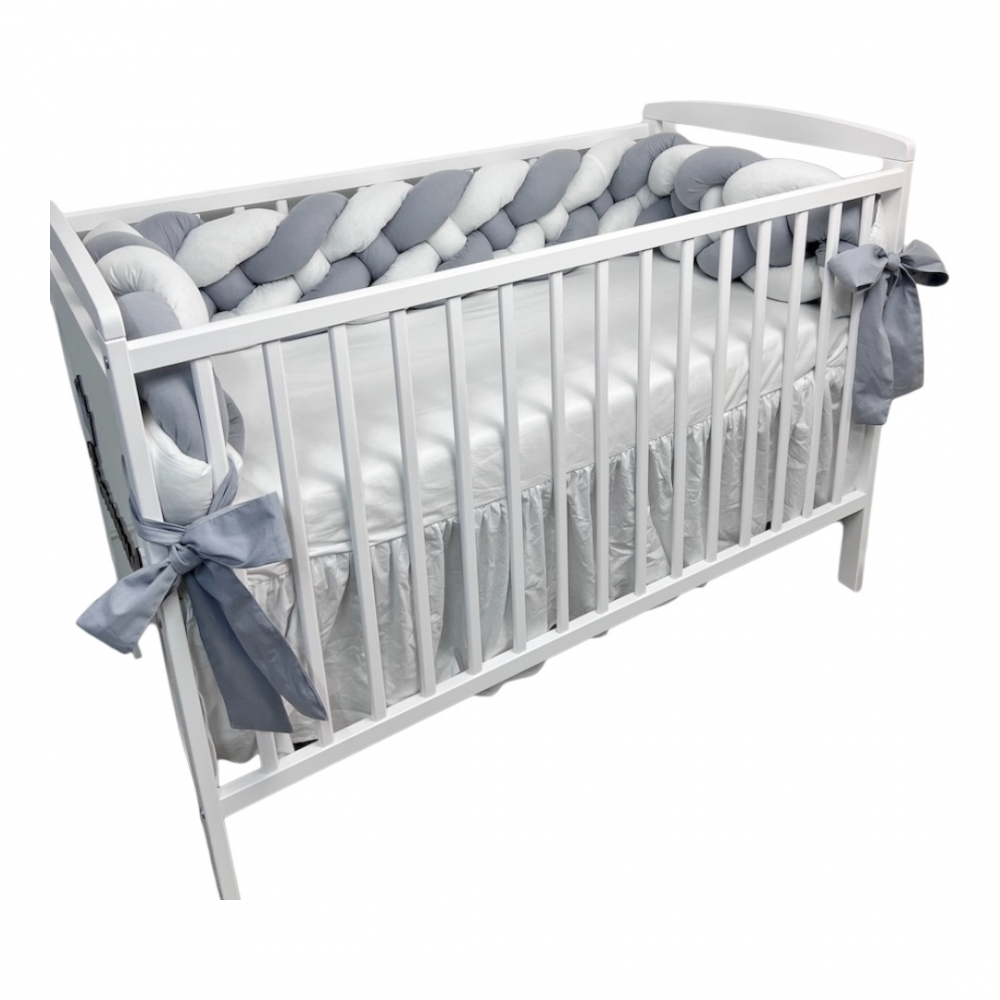 Aparatoare Patut Deseda Impletita Bumbac 240cm Alb-Gri