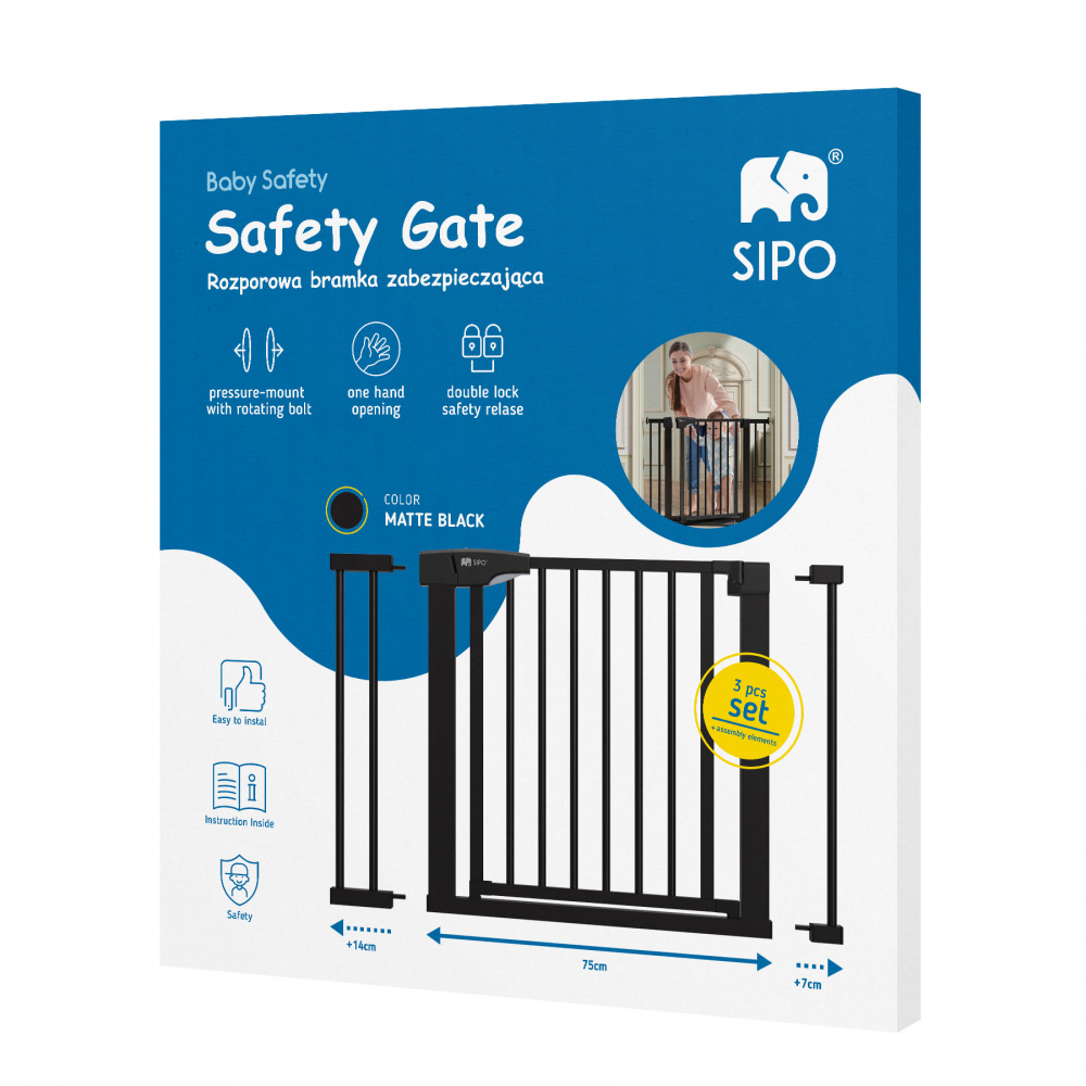 Poartă Siguranță Sipo Black | Protecție Scări