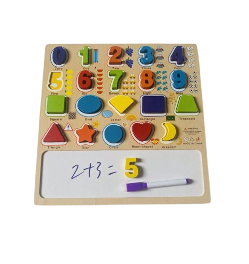 Puzzle Educativ Lemn cu Numere și Tablă | Amacs