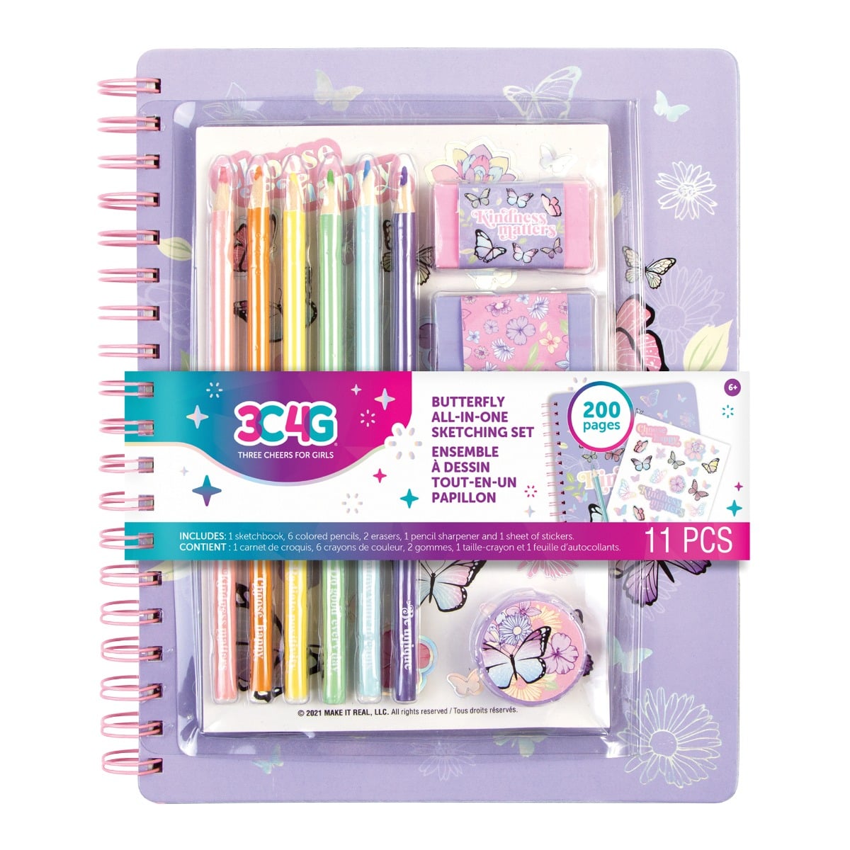 Caiet 3C4G Butterfly cu 6 creioane colorate