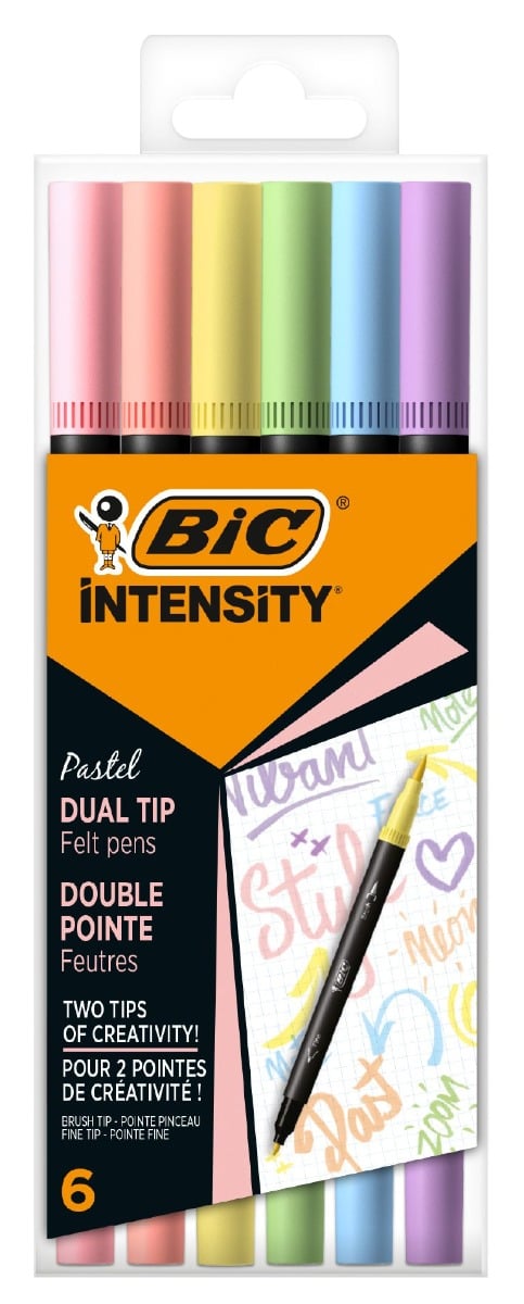 Markere Bic Intensity Dual Tip Pastel, 6 buc
