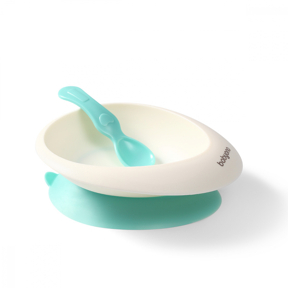 Set castron și linguriță Babyono Verde