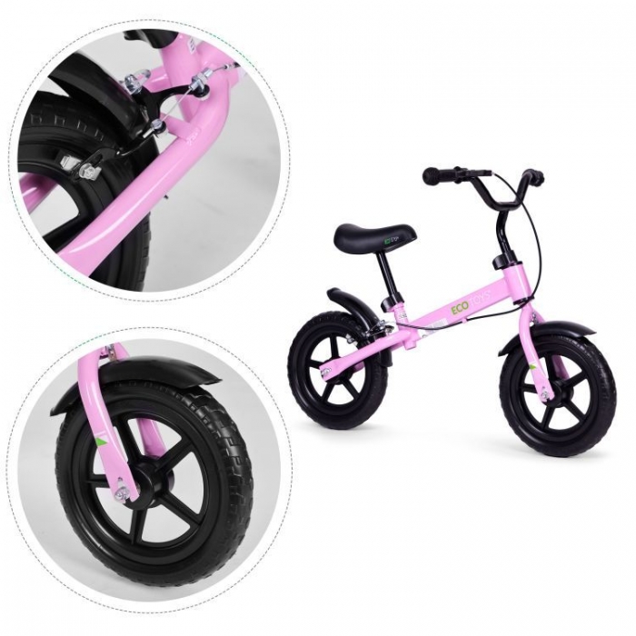 Bicicleta Ecotoys Roz | Echilibru Sigur - imagine 3