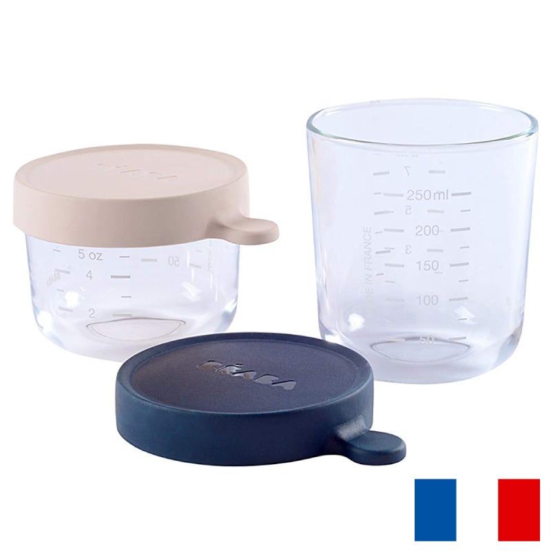 Set 2 Recipiente Sticlă Beaba 150/250ml Dark Blue