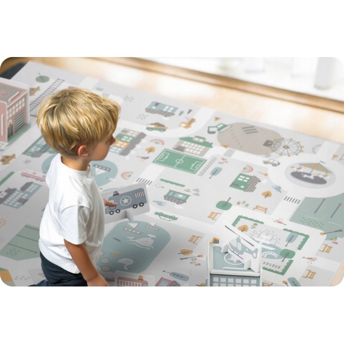 Covor Puzzle Nukido Town, EVA Antialunecare - imagine 3