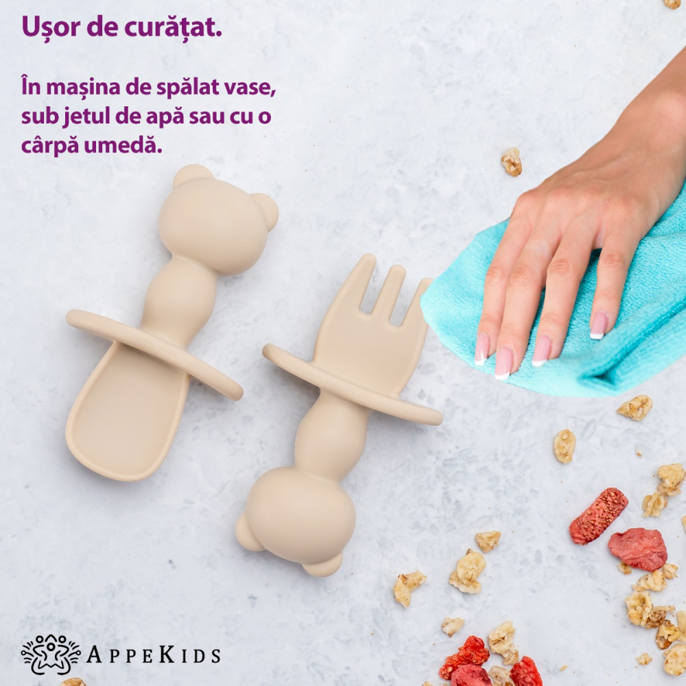 Set Tacâmuri AppeKids Silicon Beige - imagine 3