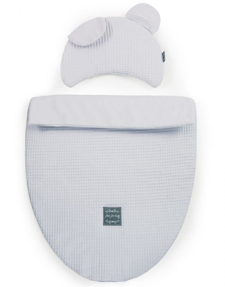 Set Saculet și Pernuta Carucior Floo Waffle Ursulet Gri - imagine 2