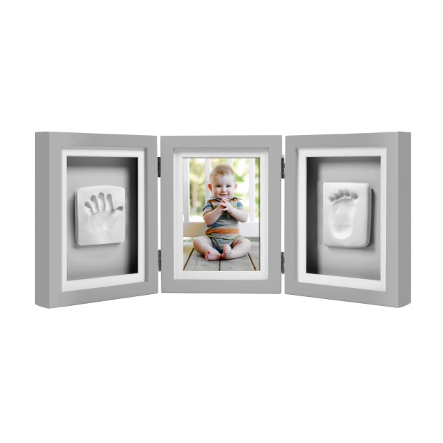 Kit rama foto tripla gri Pearhead cu amprente