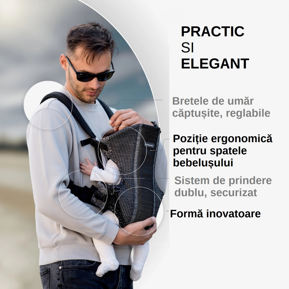 Marsupiu Ergonomic KikkaBoo Gwen Fly 3 Pozitii - imagine 4