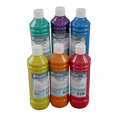Guasa Glitter Ocolor 6x500ml - Lavabilă - imagine 2
