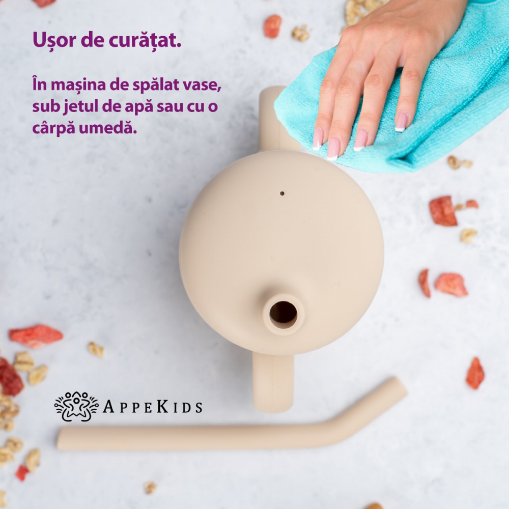 Cana silicon cu pai AppeKids Beige - imagine 2