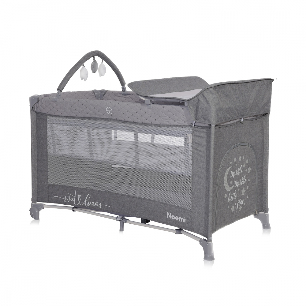 Patut Pliabil Lorelli Noemi Plus 2 Nivele, Cool Grey Star - imagine 3