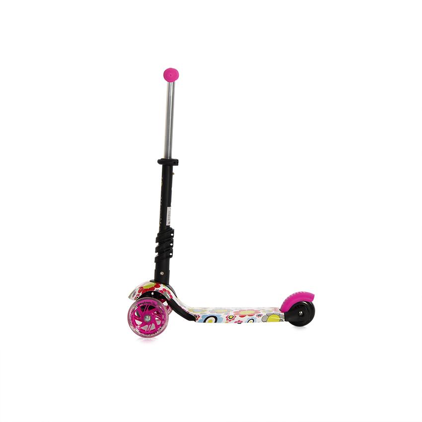 Trotineta Lorelli Pink Flowers 3 Roți LED, Scaun și Mâner - imagine 9