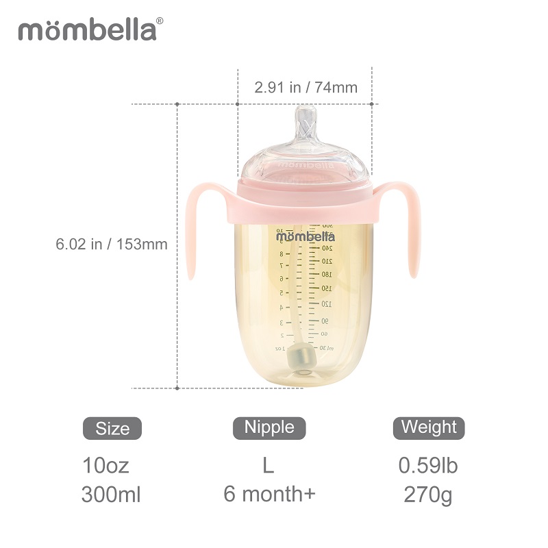 Biberon Anticolici Mombella 300ml PPSU, Roz - imagine 2