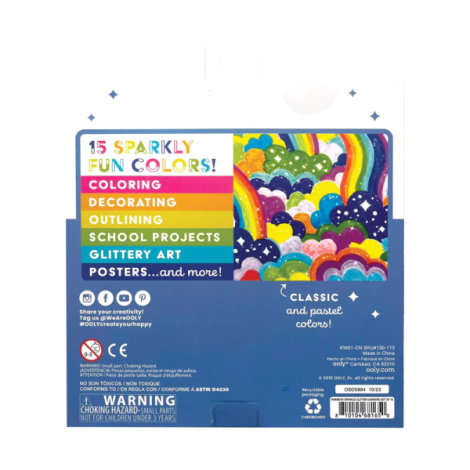 Ooly Rainbow Sparkle 15 Carioci cu Sclipici - imagine 6