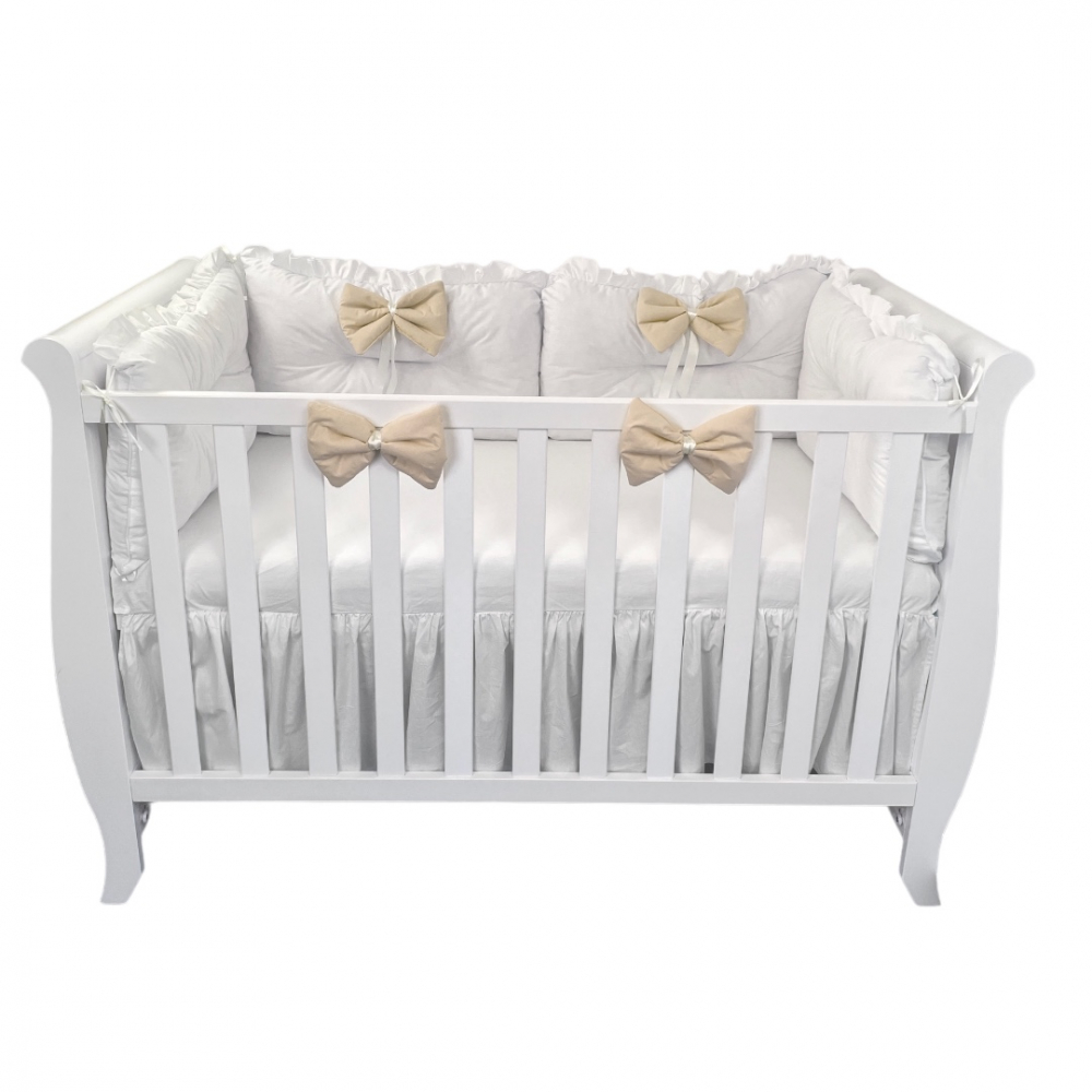 Set Aparatoare Pat Bebe Deseda, Cearșaf Volane, 4 Piese