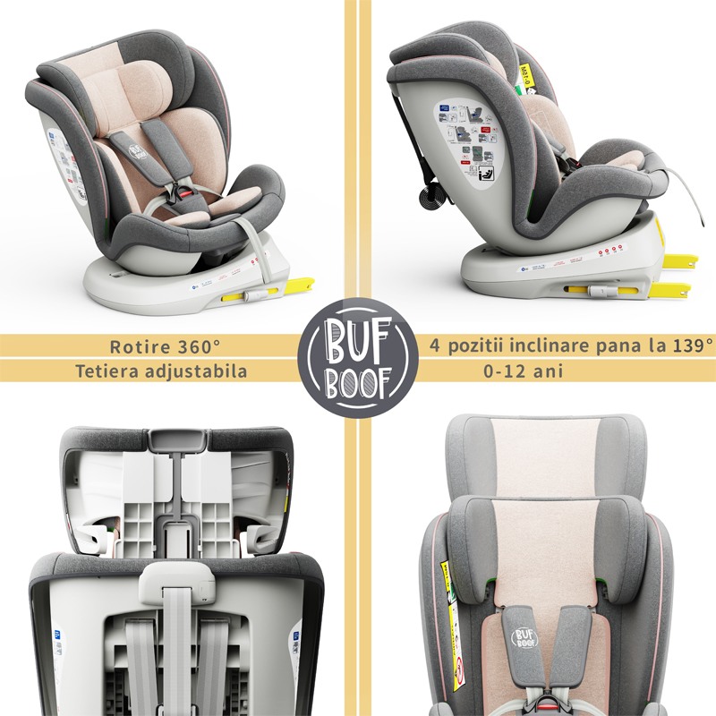 Scaun Auto Buf Boof Tweety Rotativ 360° Isofix - imagine 3
