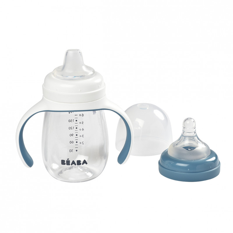 Biberon de învățare Beaba 2in1, 210 ml, Tritan, Windy Blue - imagine 3